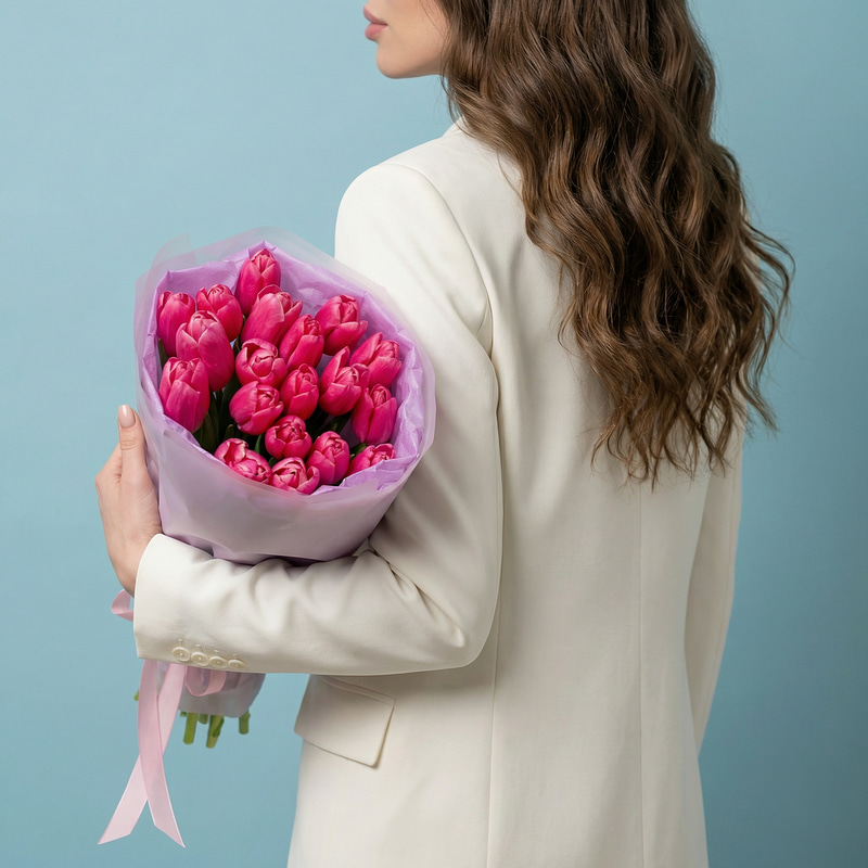 Букет "19 фиолетовых тюльпанов"