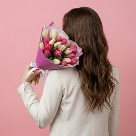 25 бело-розовых тюльпанов 25 бело-розовых тюльпанов