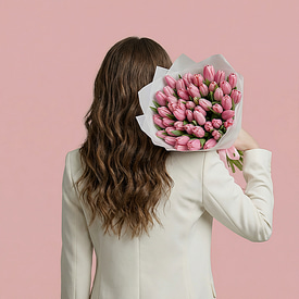 49 розовых тюльпанов