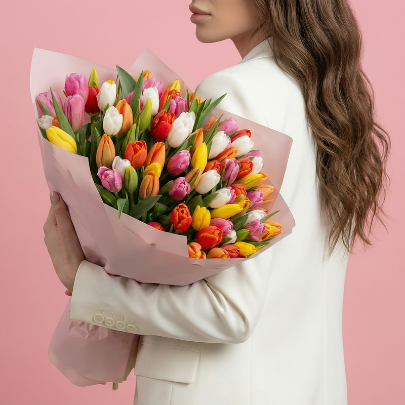 Букет "75 тюльпанов микс"