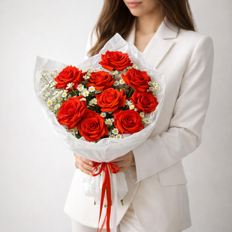 Букет с Франзускими розами "Шепот"